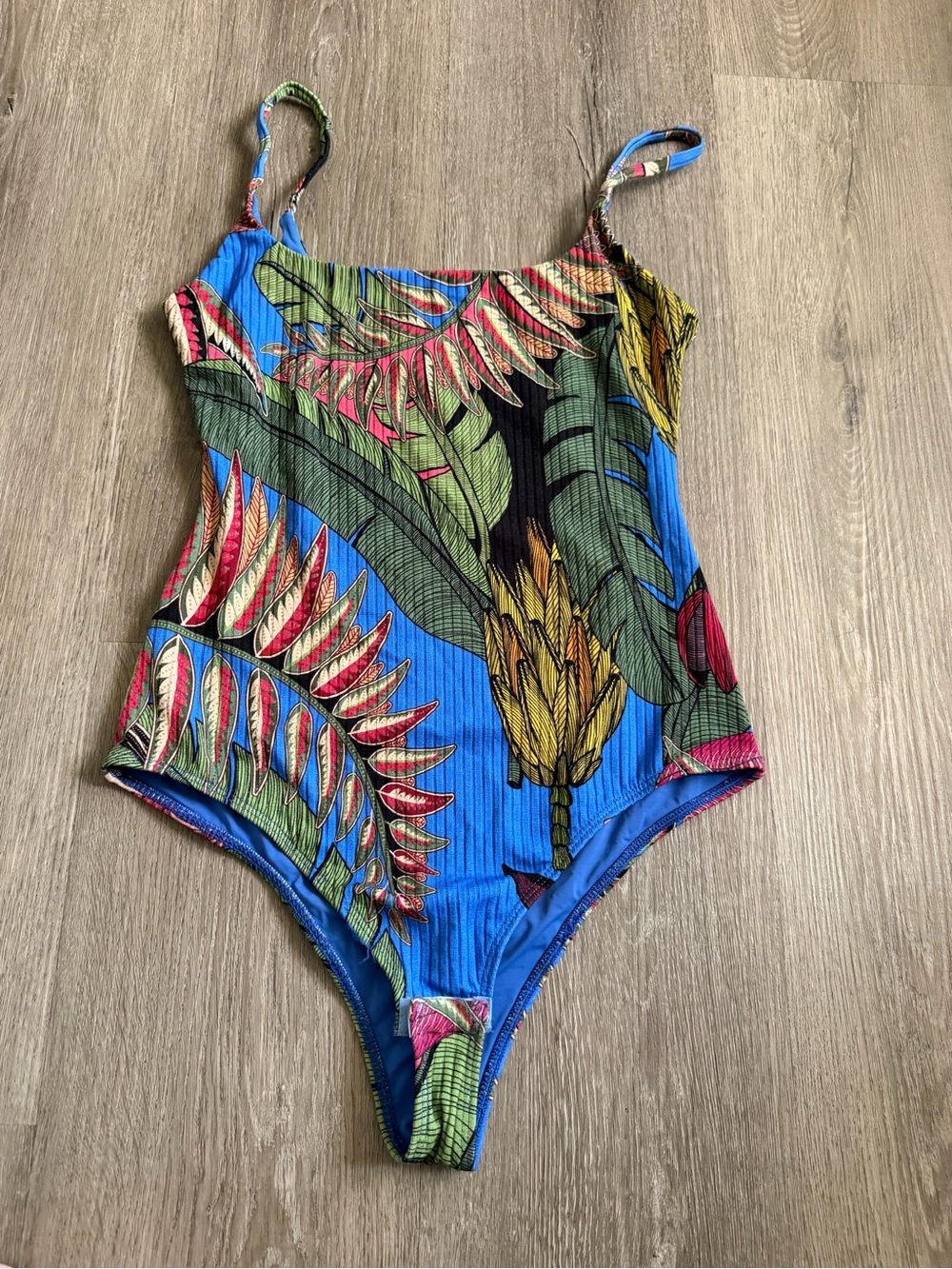 FARM Rio Blue Tropical Leaf Print women’s One-Piece Swimsuit